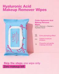 3-in-1 Makeup Remover Wipes (Hyaloronic Acid)